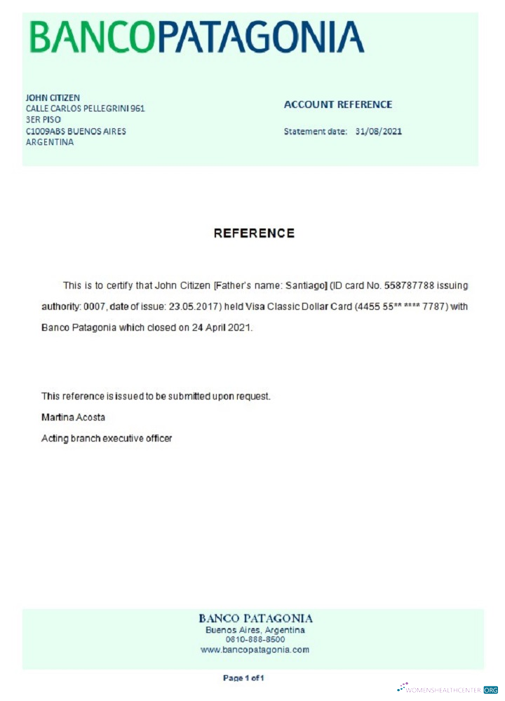 Download Argentina Bancopatagonia closure reference Photoshop template